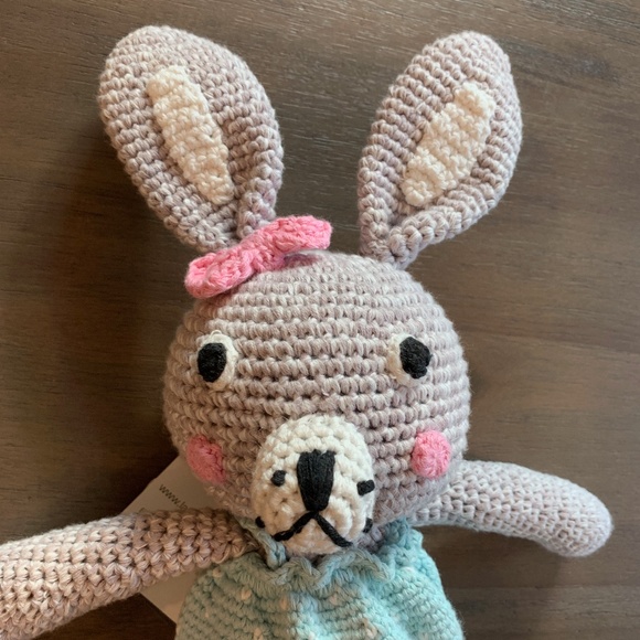 New La De Dah Kids Crocheted Girl Bunny Toy Doll - Picture 4 of 4